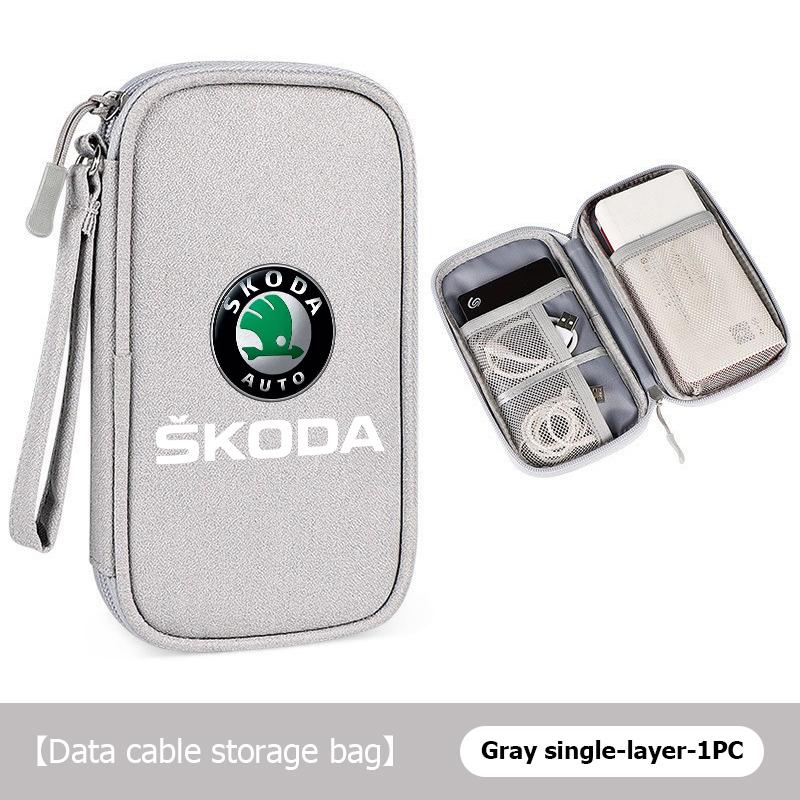 AAABR1 Travel Portable Digital Accessories Storage Bag Organizer For Skoda Kamiq Karoq Octavia 2 3 Rapid Scala Kami Fabia VII VRS