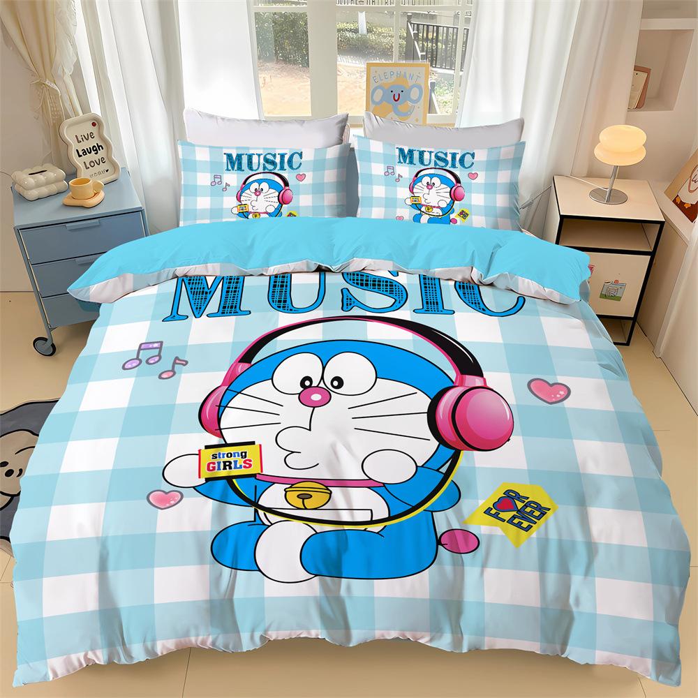 Japanese Anime Dora-emon Quilt Duvet Pillowcase 3D Printed D-Doraemon Bedding Set Duvet Cover for Children and Girls Boys Teen