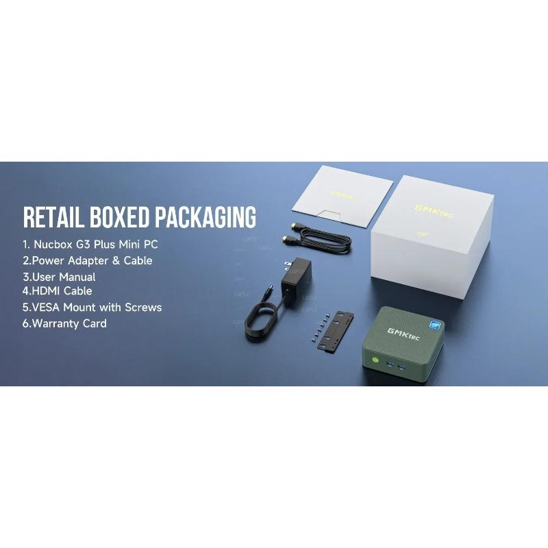 GMKTec G3 plus N150 Mini PC Barebone Windows 11 pro 8 GB DDR4 256 GB NVMe SSD WiFi 6 BT 5.2 Dual-Display Computer für Büro