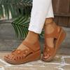 Women's Flower Wedge Sandals  Summer Platform Sandals Chunky Heel Open Toe Beach Shoes Casual Outdoor Sandals