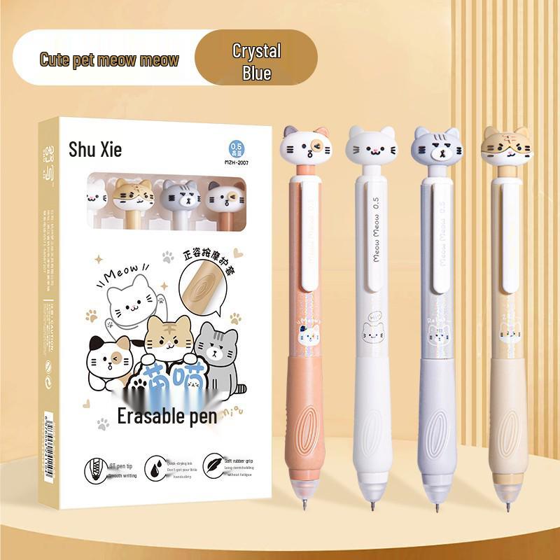 Magic Eraser Thermosensitive Gel Pen: Posture-Correcting, Soft-Grip, Push-Button, Erasable, Refillable, Crystal Blue-Black Ballpoint