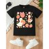 European sizes Adorable Small Strawberries Featuring a Charming Duck Design. This Girls' Short-Sleeve Round-Neck Tee Comes in Black And White