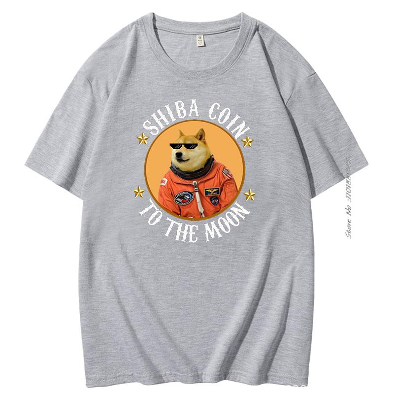 Moon Astronaut Meme Crypto Doggy Short Sleeve Tshirt Summer Cotton Tshirt Shib Coin Shiba Crypto Doge Killer Graphic T Shirts