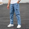 Men's Casual Straight Leg Cargo Sweatpants with Multiple Pockets