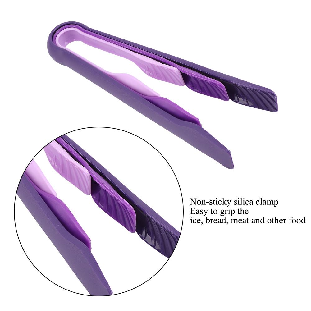 3 PCS Multifunctional Plastic Bread Tongs Food Clamps for Home Bakery (Purple)