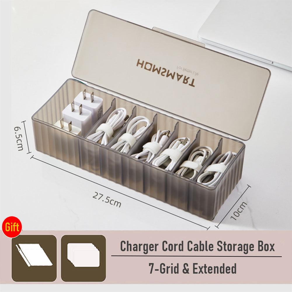 Charger Cord Data Cable Storage Box, Data Line Storage Desktop Cable Collect Case Dustproof Power Boxes Wire Cable Organizer