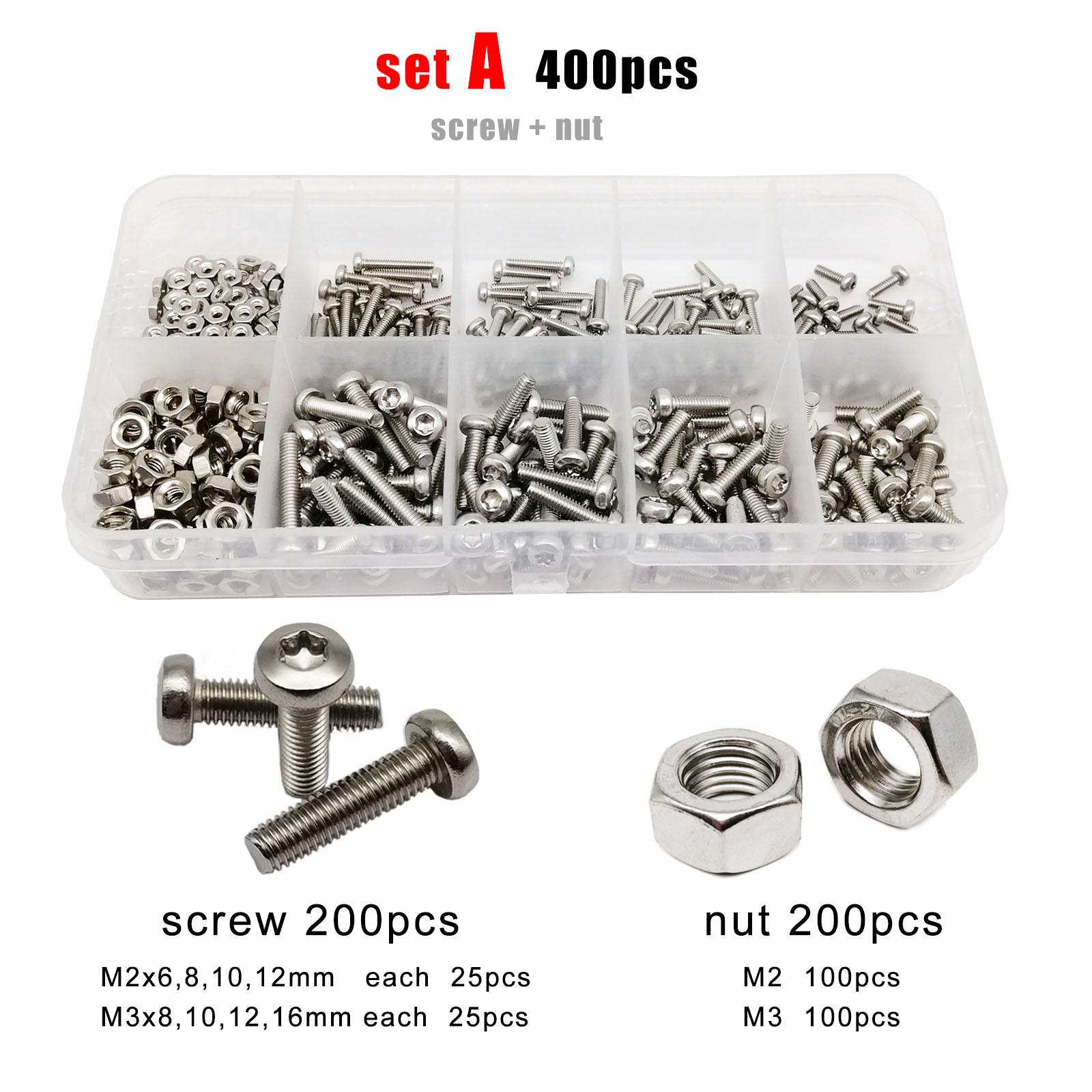 

400/2100 шт. M1.6 M2 M2.5 M3 M4 M5 GB2672 304 нержавеющая сталь шестигранный винт Torx с круглой головкой болт гайка набор набор коробка