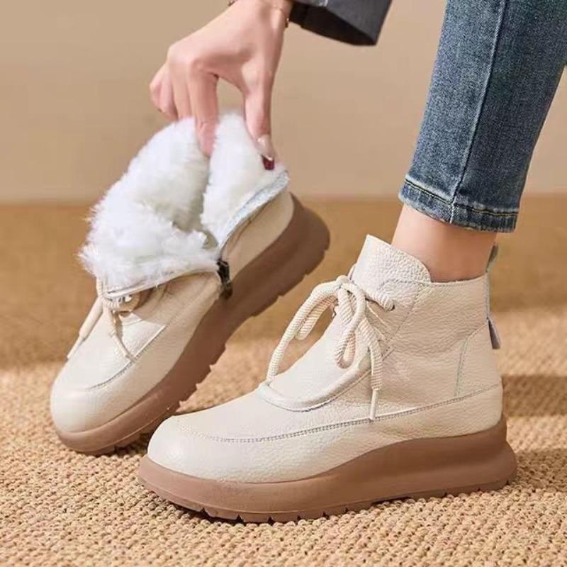 New fashionable versatile outdoor warm snow boots casual comfortable wool short boots round cotton shoes women