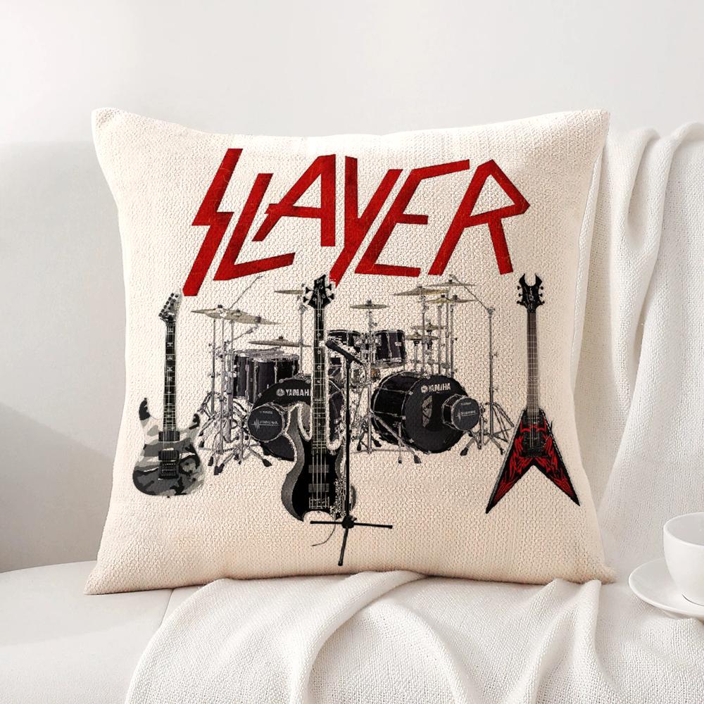 Heavy Metal Band S-Slayer Cushion Cover Summer Coolness Linen Fabric Double-Sided Printing Pillow Case Sofa Home Decor Gift
