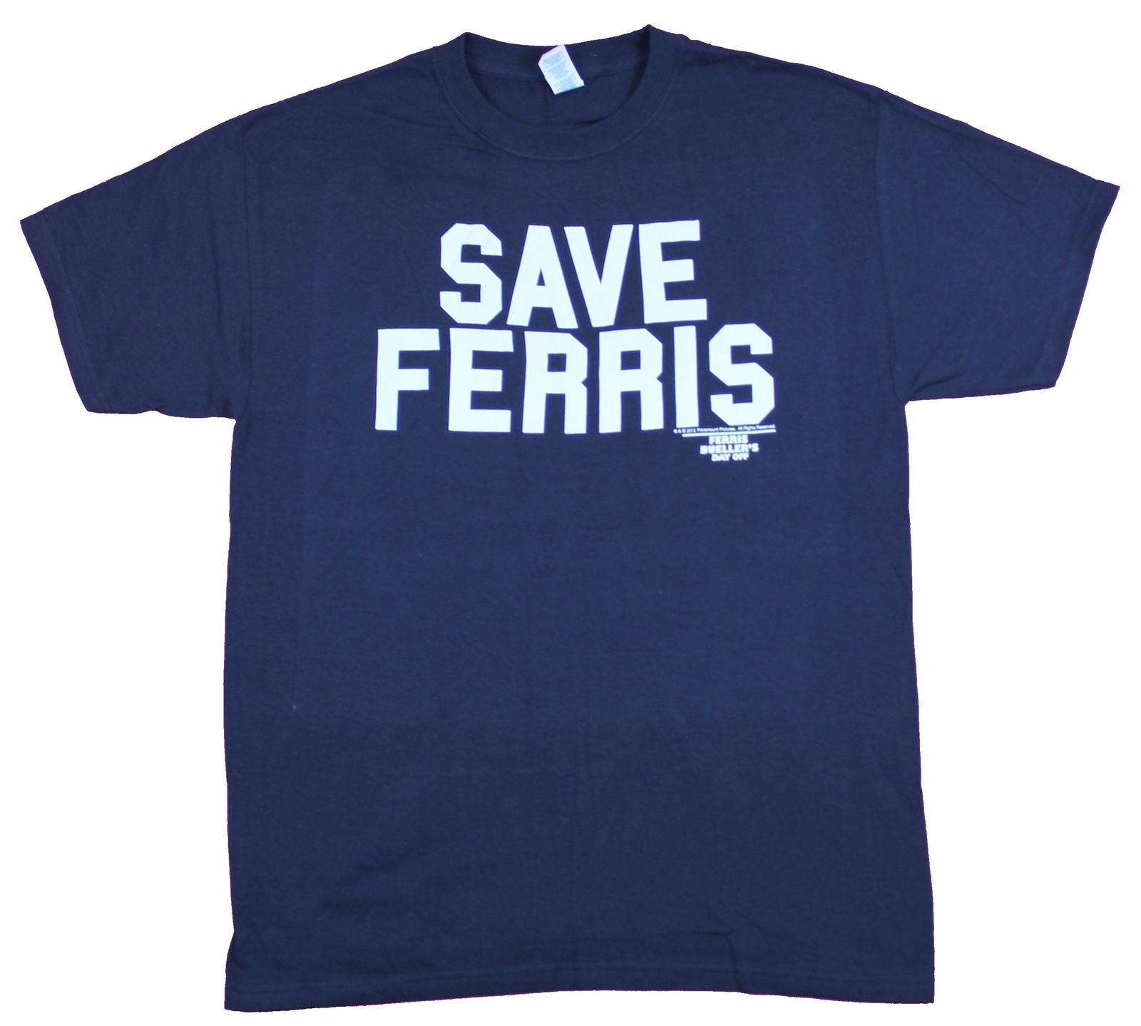 Ferris Bueller s Day Off Mens T-Shirt - Save Ferris Solid Whit Print L