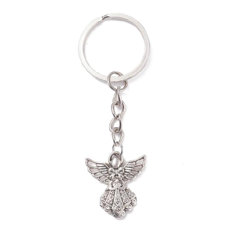 Guardian Angel Keychain Silver Metal Pendant for Car Keys Blessing Charm Jewelry