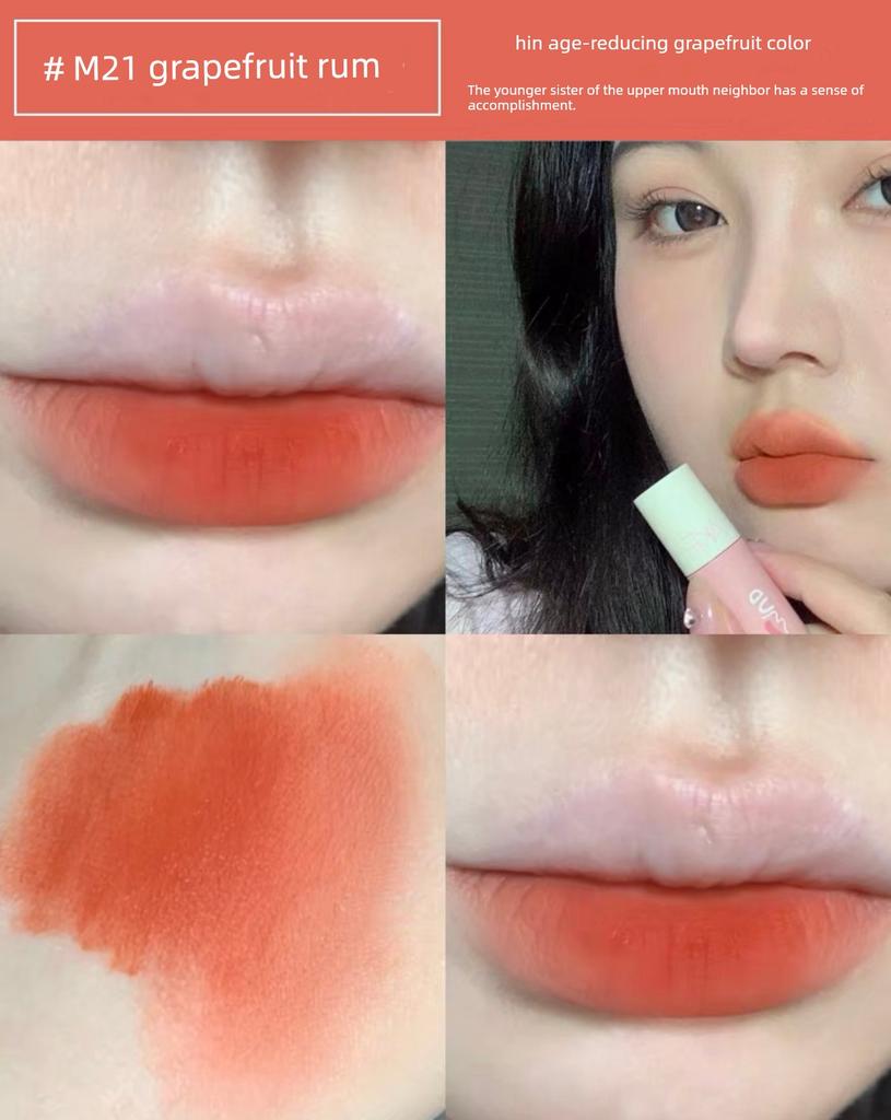 AKF Lip Mud M17 Velvet Matte Lip Gloss Retro White Women's Long-Lasting M20 Sea Salt Toffee M22 Matte Lipstick