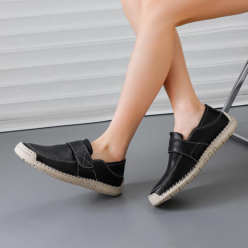 Damskie Sneakersy sznurowane Wiosna Jesień Klasyczne Damskie Buty Casual Damskie Buty ze skóry naturalnej Miękka Podeszwa Damskie Białe Buty