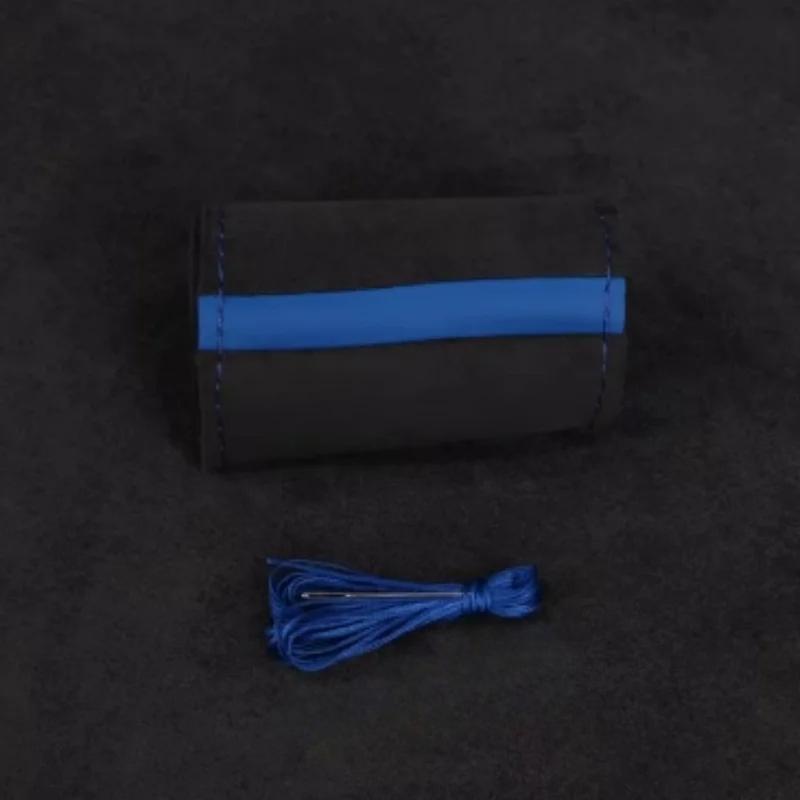 Car Steering Wheel Cover Soft Wear-Resistant Comfortable Wear Resistant Universal Hand Sewing Black Suede Leather Braiding