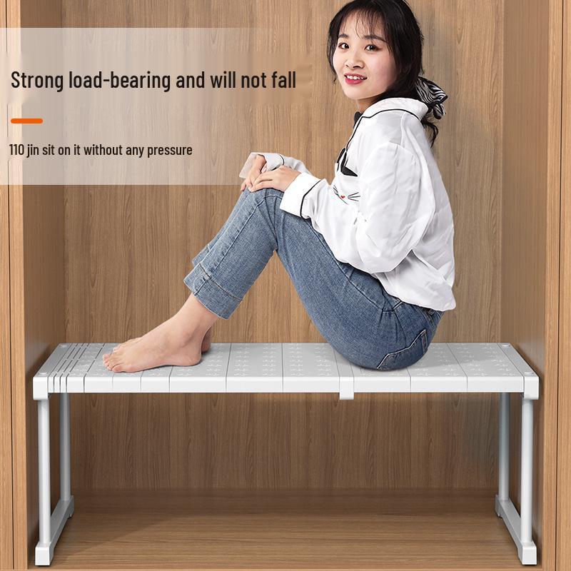 Retractable Wardrobe Partition: Layered Shelf & Shoe Cabinet Organizer