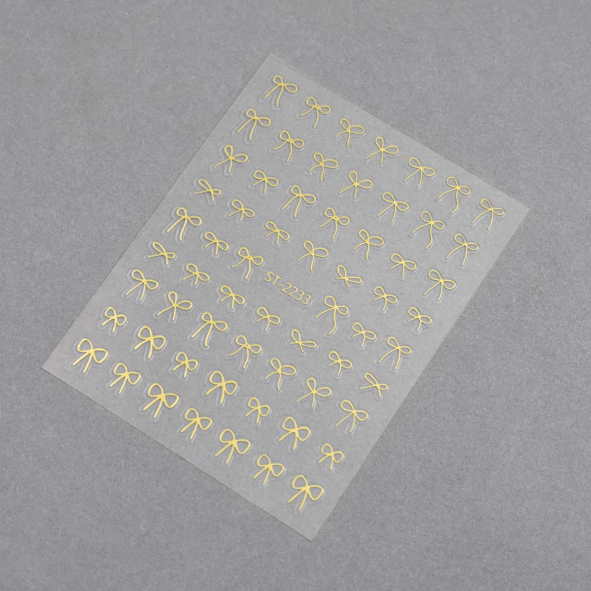 3D Bowknot Nail Stickers: Black, White, Gold, Silver, Red – Self-Adhesive Nail Decals