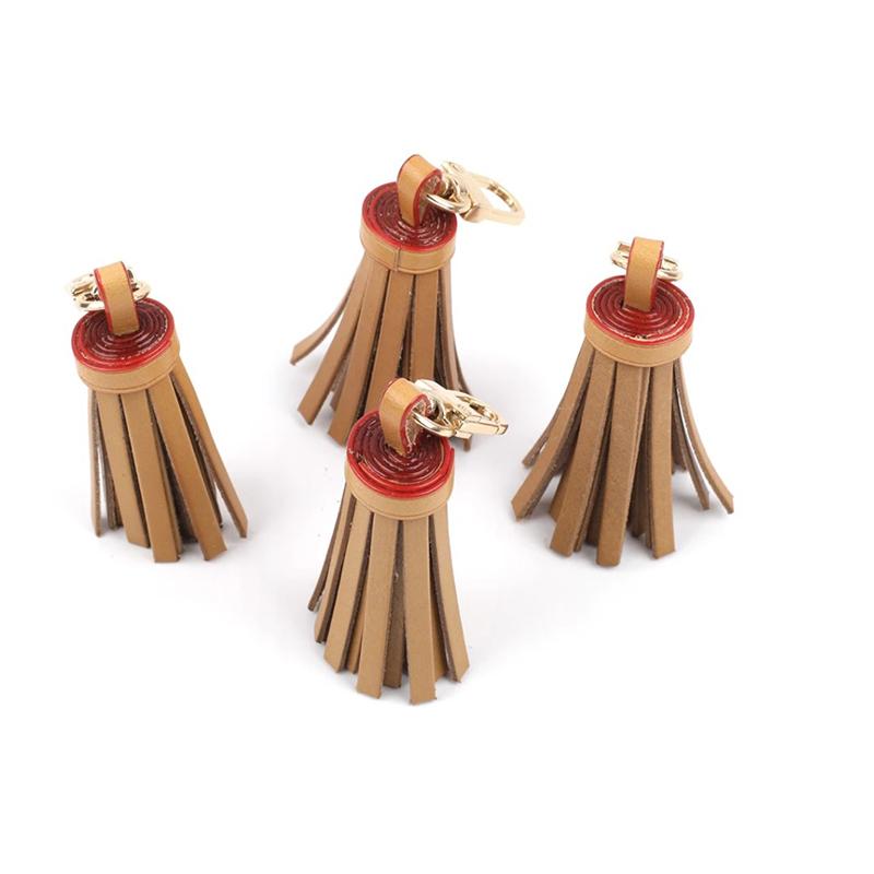 Genuine Leather Tassel Bag Charm Key Chain for Women Handbags Purse Tassels Pendant Bags Key Rings Gift Bag Hanging Accessories