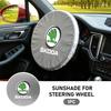 For Skoda Car Steering Wheel Anti-Heat Cover Silver Coated Cloth Sun Shade Cover Kamiq MK3 Roomster Rapid Kodiaq Karoq Fabia xknp33