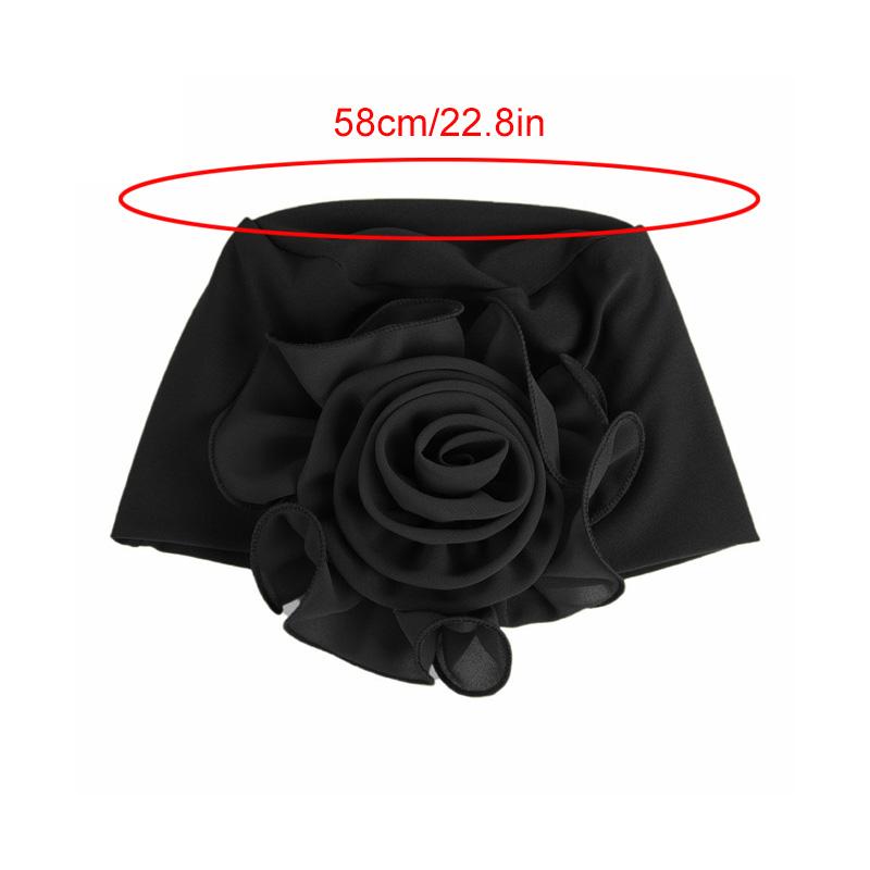1Pc Head Cap Muslim Head Wraps Women Hair Accessories Solid Color Fashion Turban Hat Elastic Cloth Big Flower