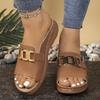 Women'S Fashion Sandals, Solid Color Slip-on Open Toe Platform Heel Shoes