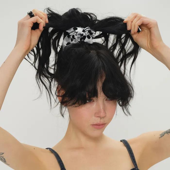 Polka Dot Organza Scrunchie (White)