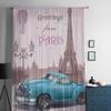 Vintage Touristic Greeting Card Sheer Curtains for Living Room Transparent Tulle Window Curtain Bedroom Kitchen Veil Drapes