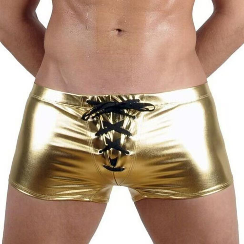 Men's Sexy Plus Size Patent Leather Boxer Briefs and Jockstrap