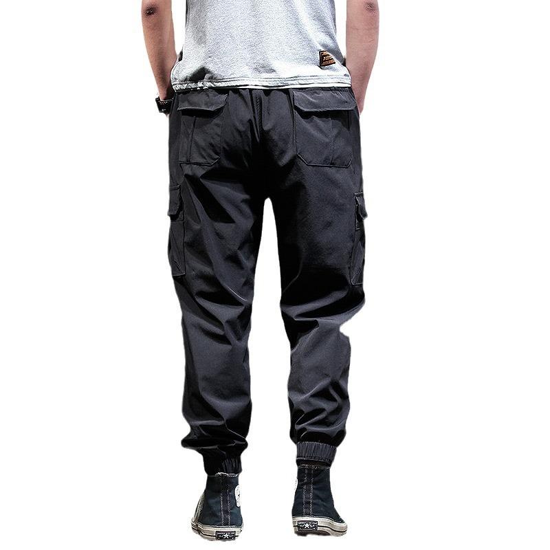 Summer ice silk thin overalls men's fattened plus size elastic casual pants loose men's pants sports trendy brand