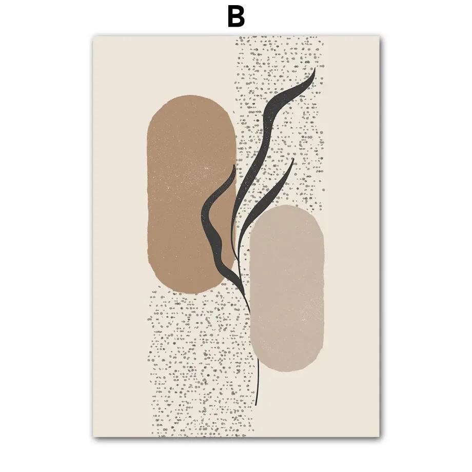 Boho Abstract Line Girl Geometric Color Block Wall Art Canvas Painting Nordic Posters Prints Wall Pictures for Living Room Decor