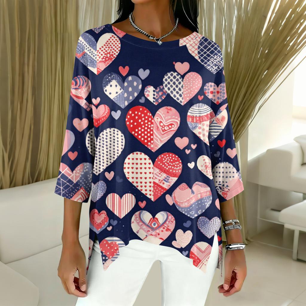 Damen 3/4-Ärmel Shirts Grafik-T-Shirts Shirts Lässige Basic-Tops Pullover