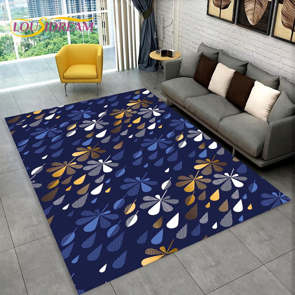 3D Nordisk Luksus Blomst Rose Områdeteppe Stort, Teppeteppe for Hjem Stue Soverom Sofa Dørmatte Dekor, Sklisikre Gulvmatter for Barn