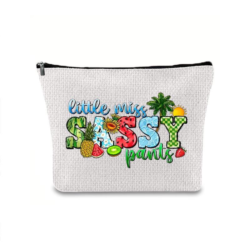 Large Capacity Linen Makeup Bag: Cross-Border Printed Cosmetic Storage with Zipper