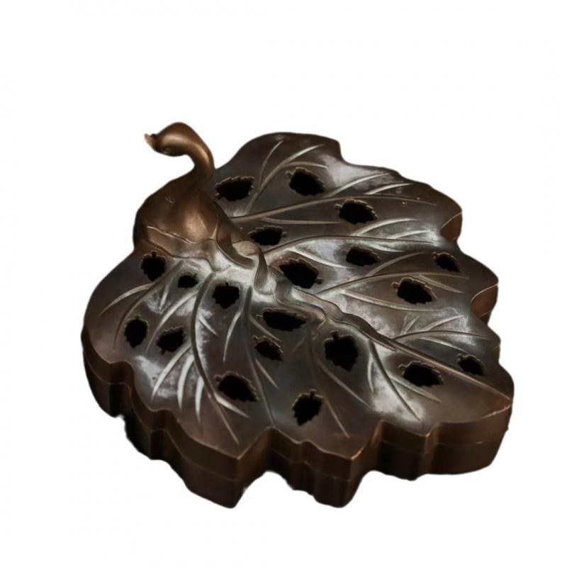 Antique Style Animal Zen Peacock Display Burner Creative Ornament Home Indoor Tea Ceremony Copper Incense
