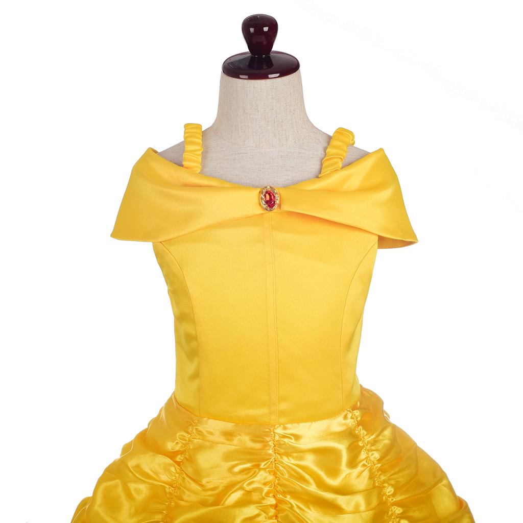 [Dressy Daisy] Toddler Girls Belle Costume, Princess Cosplay, Kids Skirt, Beauty and the Beast Dress, Halloween Costume, Yellow, Size 4-5 Years, 110