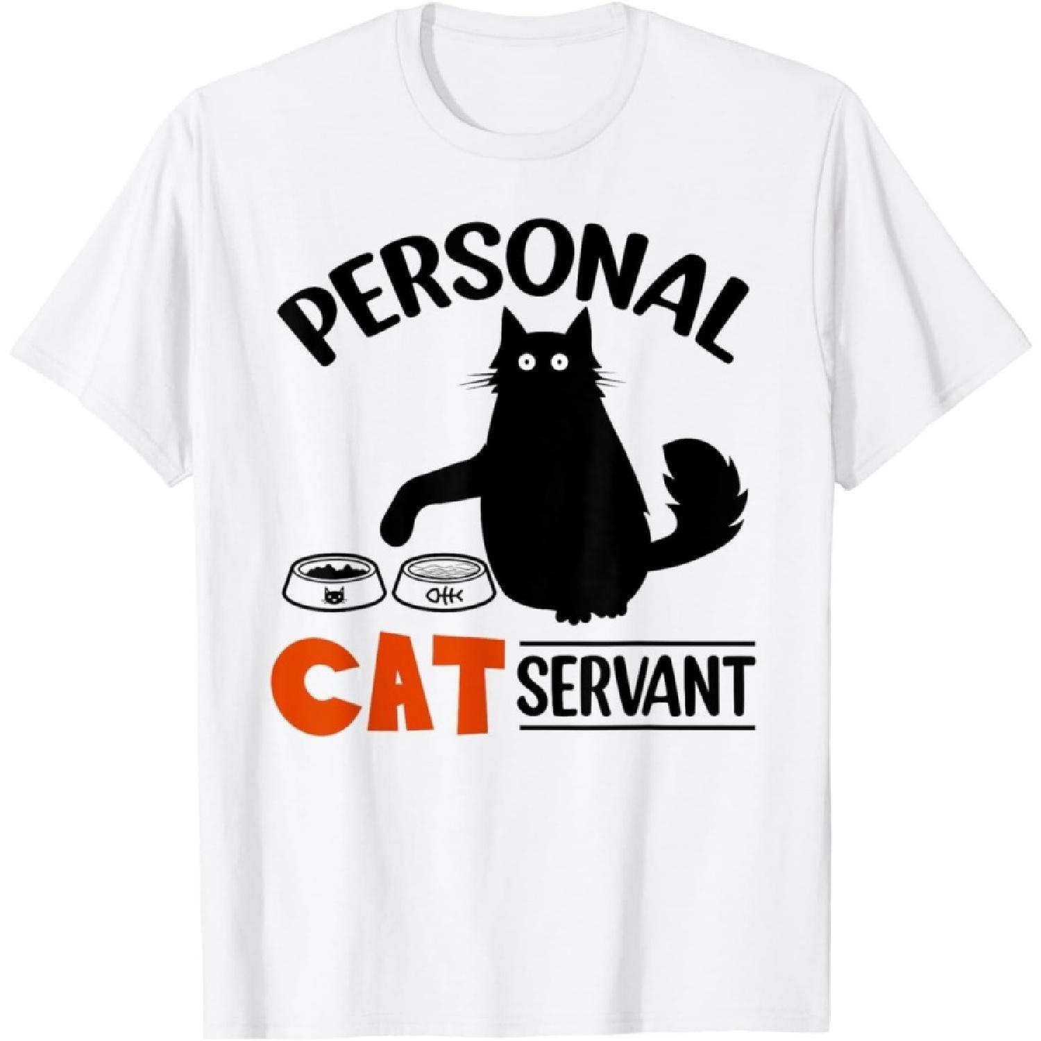 Funny Black Cat Personal Cat Servant T-Shirt S