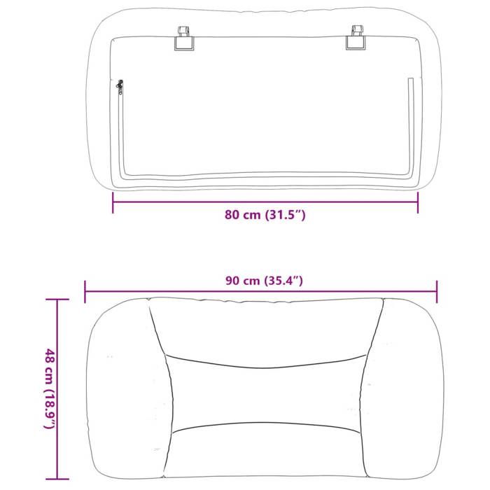 VidaXL Coussin de Tête de Lit, Oreiller de Lecture avec Fermeture à Glissière, Coussin de Lecture pour Lit Chambre, Noir 80 374532