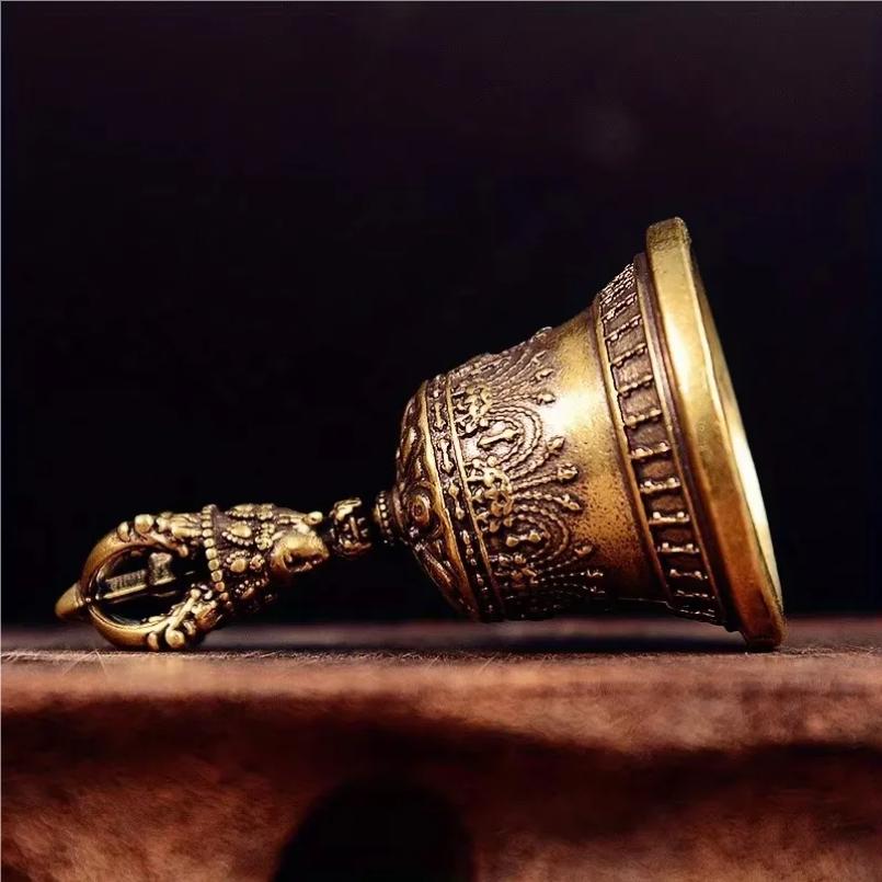 Brass Handicraft Die-Casting Drop Bell Key Car Button Wind Bell Tibetan Bronze Bell Creative Gift Home Decoration Accessories