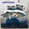 Moon Panda Pattern Bedding Quilt Set  Home Decoration  Gift (1 * duvet cover + 2 * pillowcase  without core)