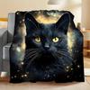 Cartoon black cat-themed pattern Flannel printed blanket suitable for all seasons suitable for living room office sofa travel