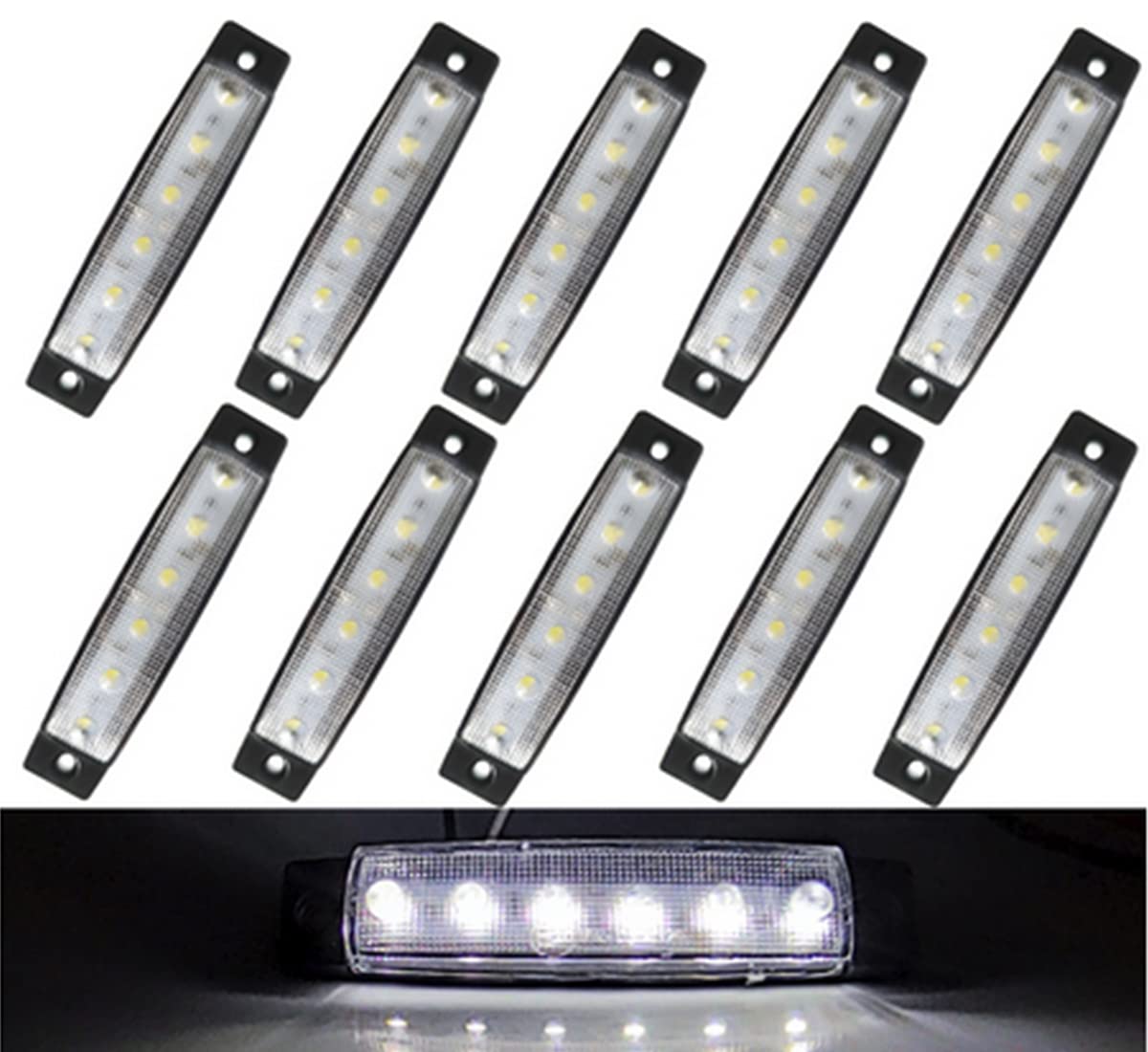 

Eaglerich 10pcs 24v 3.8 6 LED White Side Marker Truck Trailer Boss Bus Cab Marker Light RV белый