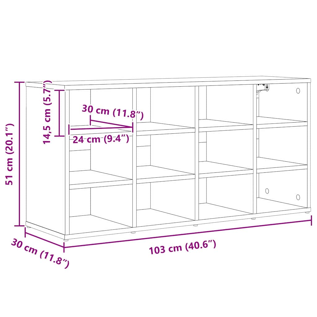 Shoe Cabinet Sonoma Oak 103 x 30 x 51 cm Particleboard