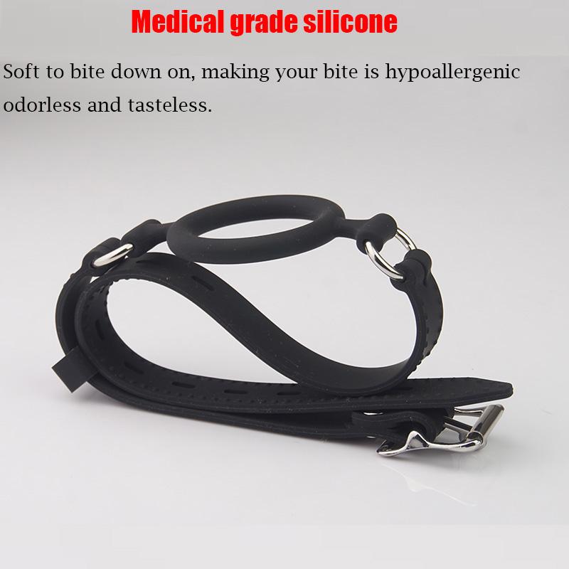 BDSM Open-mouth Gag O-ring, 100% Medical Silicone Full Head Harness, SM Couples Sex Toy, Bondage Gear Sex Products