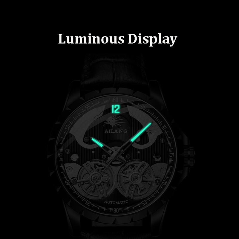 AILANG Luxury Double Tourbillon Watches Men Waterproof Luminous Moon Phase Automatic Mechanical Watch Reloj Hombre New
