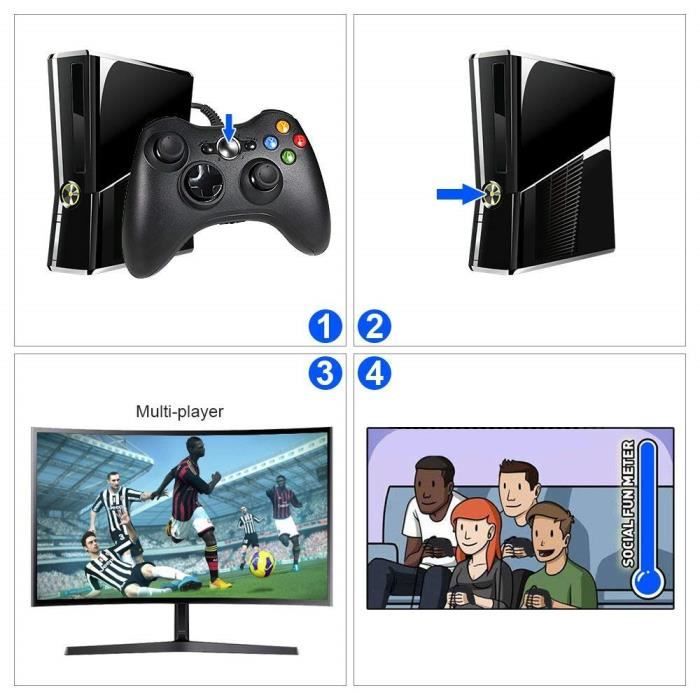 Xbox 360 Wired Controller, USB Wired Gamepad Game Joystick, mit Doppelvibration, Ideal für Windows7/8/10/PC/Xbox 360