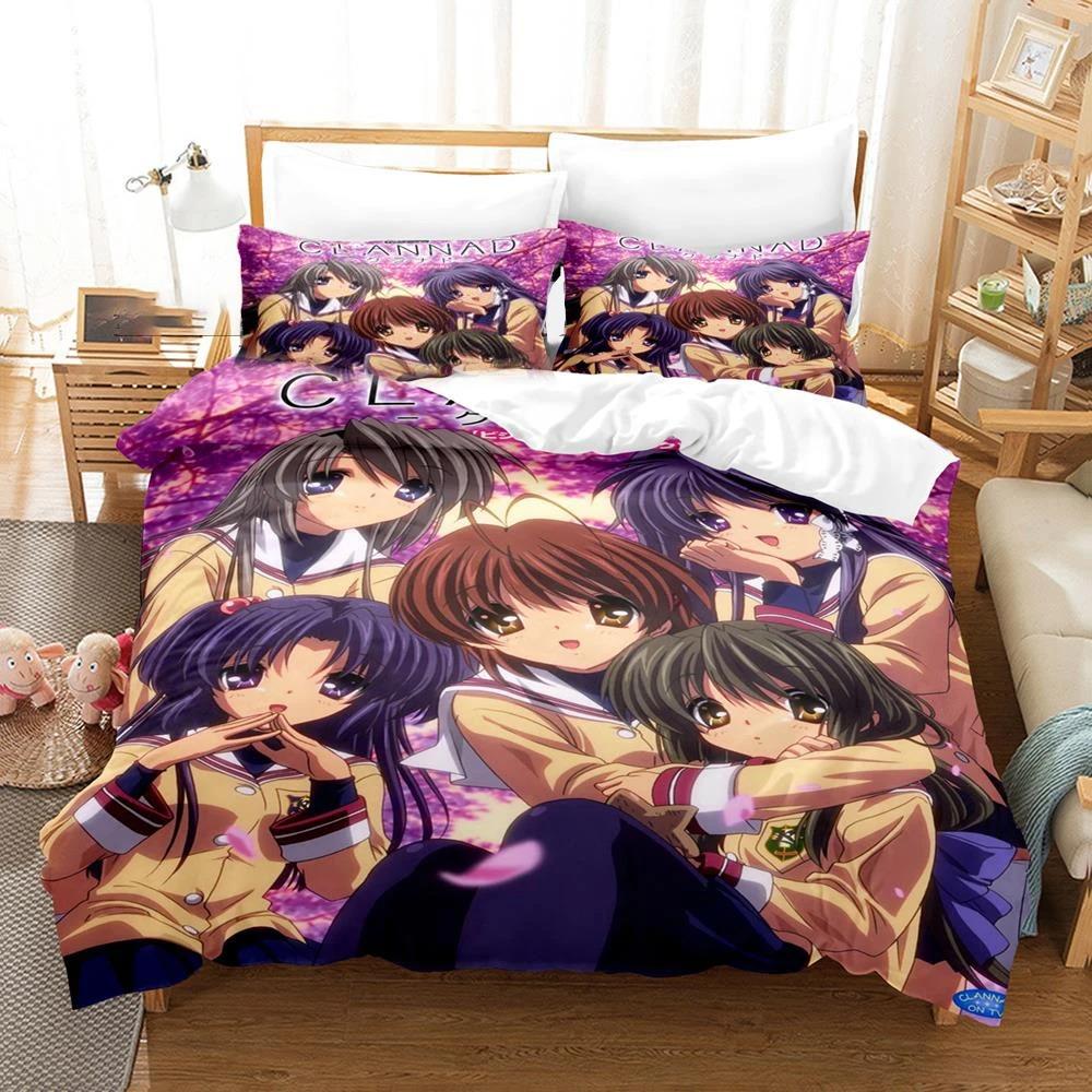 Anime Clannad Nagisa Furukawa Bedding Set Boys Girls Twin Queen Size Duvet Cover Pillowcase Bed Kids Adult Home Textileextile