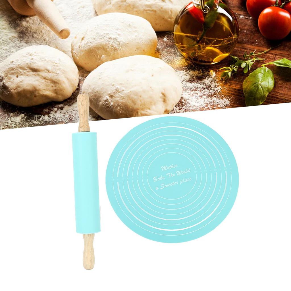 Rolling Pin Pastry Baking Mat Large Silicone Rolling Pin Kneading Pad Baking Tool for Kitchen