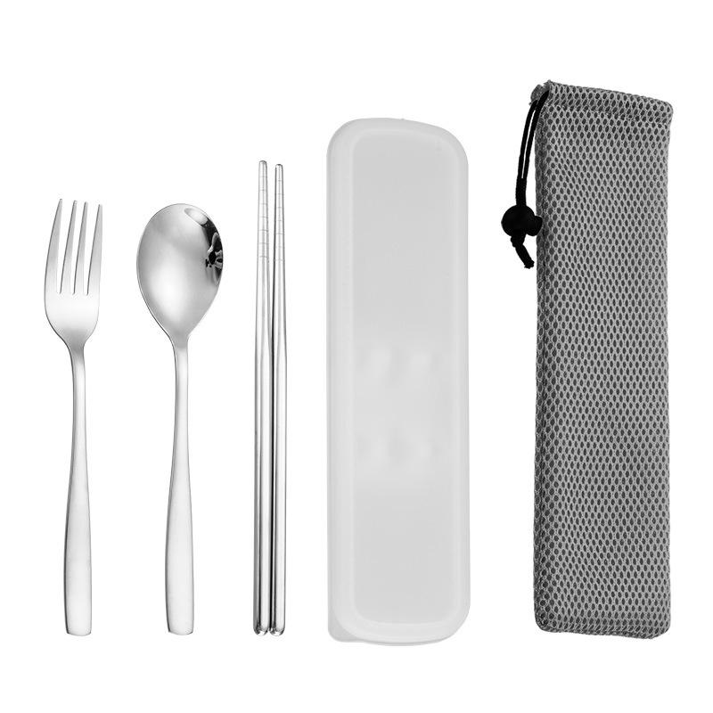 

2/3 шт. портативная посуда из нержавеющей стали набор столовых приборов с футляром дорожная походная посуда ложка вилка палочки для еды кухонная утварь