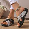 Fashion Women's Sandals Fashion Patchwork Color Thick Soled Wedge Slippers Hollow Casual Beach Sandals 2025 Summer Sandalias Mujer