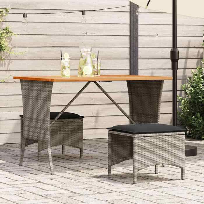 VidaXL Ensemble à manger de jardin 3 pcs coussins gris résine tressée, ensemble à manger d'extérieur, meuble à manger de 4104136