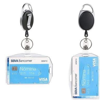 Retractable Keychain Pull Badge Reel ID Lanyard Name Tag with Clear Hard Acrylic Plastic Work ID Card Holder Protector Cover